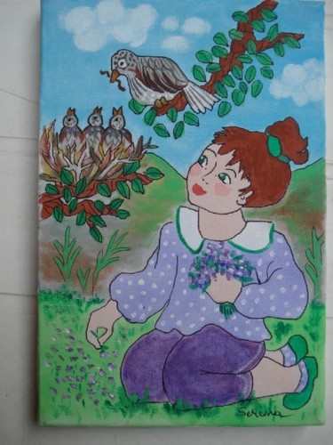 Peinture intitulée "Filles , printemps 1" par Catherine Bres-Rhocanges, Œuvre d'art originale