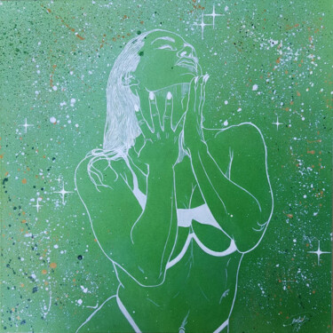 Painting titled "Constellation" by Bretzel, Original Artwork, Spray paint Mounted on Wood Stretcher frame