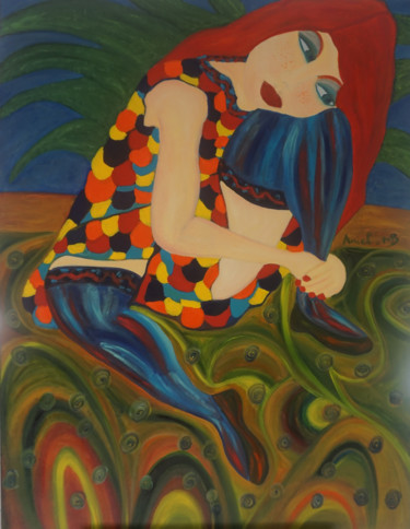 Peinture intitulée "Ariel" par Mildrède Brevet, Œuvre d'art originale, Huile Monté sur Châssis en bois