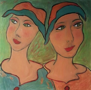 Peinture intitulée "Duo" par Mildrède Brevet, Œuvre d'art originale, Pastel Monté sur Châssis en bois