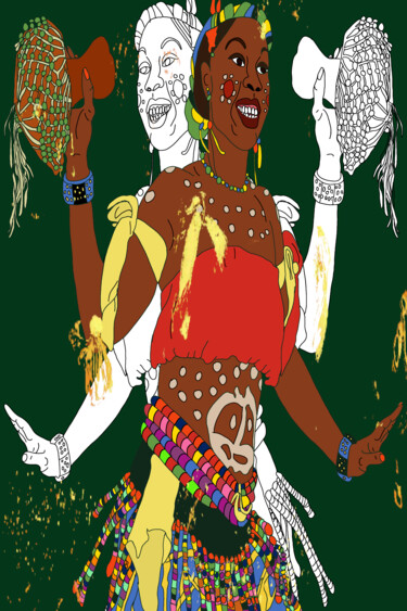 Digital Arts titled "Congolaise" by Mildrède Brevet, Original Artwork, Digital Painting