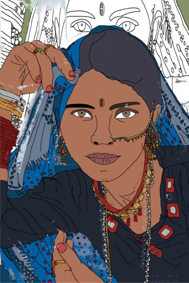 Arts numériques intitulée "Indienne" par Mildrède Brevet, Œuvre d'art originale, Peinture numérique