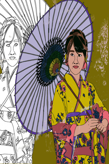 Arts numériques intitulée "japonaise" par Mildrède Brevet, Œuvre d'art originale, Peinture numérique
