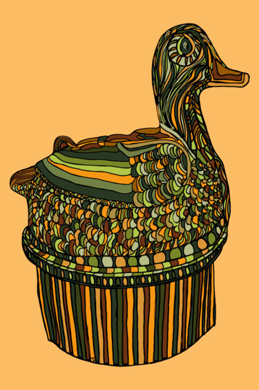 Arte digital titulada "duck terrine with p…" por Mildrède Brevet, Obra de arte original, Pintura Digital