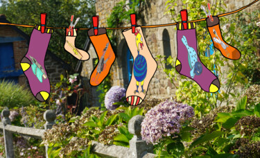 Digital Arts titled "The New-New's socks" by Mildrède Brevet, Original Artwork, Digital Painting