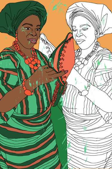 Digital Arts titled "Nigériane" by Mildrède Brevet, Original Artwork, Digital Painting