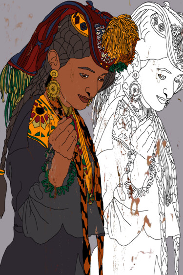 Digitale Kunst getiteld "pakistanaise" door Mildrède Brevet, Origineel Kunstwerk, Digitaal Schilderwerk