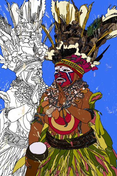 Arts numériques intitulée "Papouane-Néo-Guinée…" par Mildrède Brevet, Œuvre d'art originale, Peinture numérique
