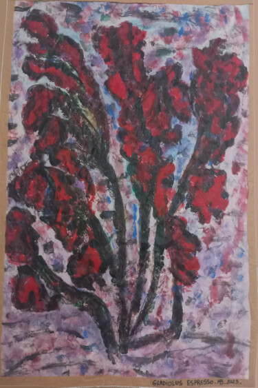 Peinture intitulée "Gladiolus Espresso" par Mildrède Brevet, Œuvre d'art originale, Acrylique