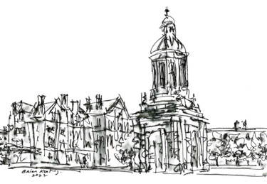 Tekening getiteld "Trinity College Dub…" door Brian Keating, Origineel Kunstwerk, Inkt