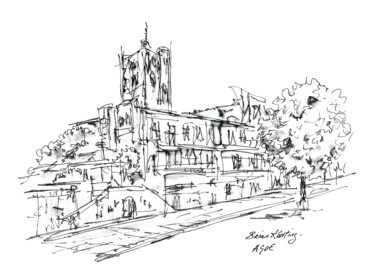 Rysunek zatytułowany „Agde City France -…” autorstwa Brian Keating, Oryginalna praca, Atrament
