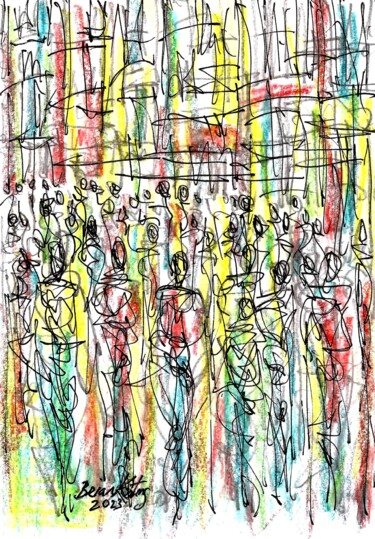 Dessin intitulée "Grafton Street Dubl…" par Brian Keating, Œuvre d'art originale, Encre