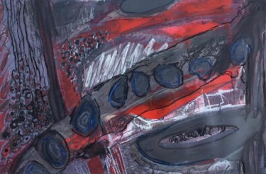 Painting titled "resin on paper/ red…" by Brian Lockett, Original Artwork, Acrylic