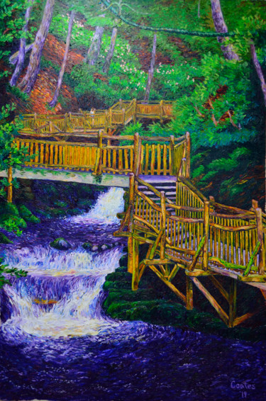 Malerei mit dem Titel "Stairs at Bushkill…" von Brian Coates, Original-Kunstwerk, Öl