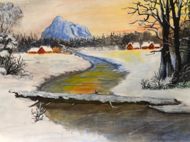 Painting titled "Winter scene" by Brian Pounder, Original Artwork, Acrylic