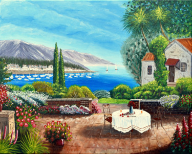 Painting titled "Mediterranean Breez…" by Brian Sloan, Original Artwork, Acrylic Mounted on Wood Stretcher frame