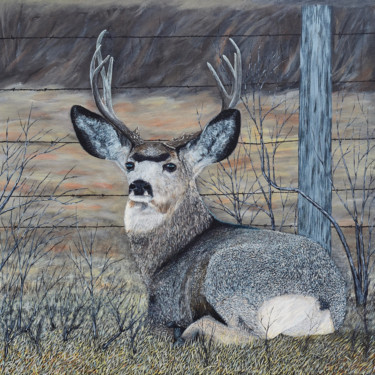 Peinture intitulée "Mule Deer in the Br…" par Brian Sloan, Œuvre d'art originale, Acrylique