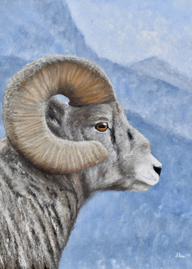 Painting titled "Bighorn Sheep" by Brian Sloan, Original Artwork, Acrylic