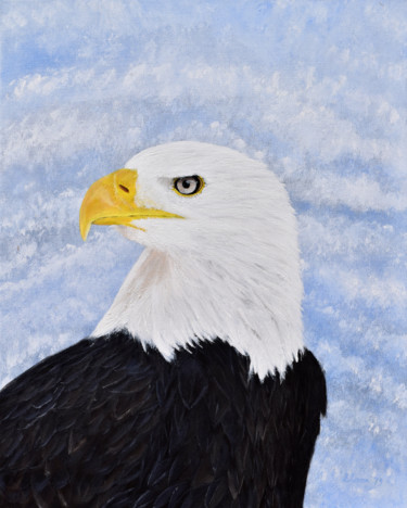 Peinture intitulée "Bald Eagle Portrait" par Brian Sloan, Œuvre d'art originale, Acrylique