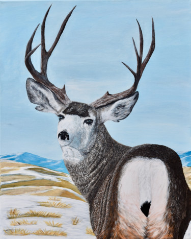 Pittura intitolato "Mule Deer On The Pr…" da Brian Sloan, Opera d'arte originale, Acrilico