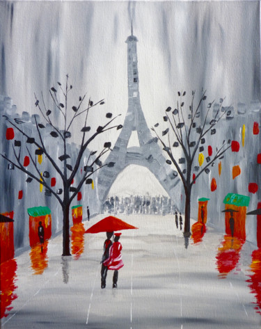 Peinture intitulée "A Stroll in Paris A…" par Brian Sloan, Œuvre d'art originale, Acrylique