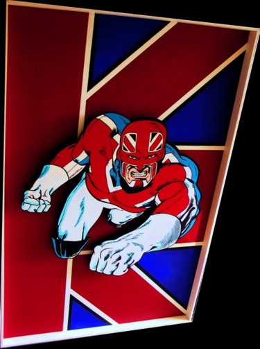 Peinture intitulée "CAPTAIN BRITAIN" par Eric Berger, Œuvre d'art originale, Acrylique