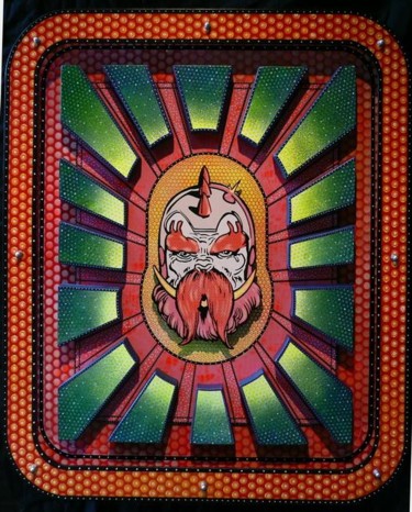 Peinture intitulée "Le guerrier d'OKAARA" par Eric Berger, Œuvre d'art originale, Huile