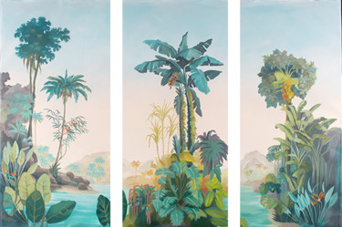 Peinture intitulée "triptyque-tapisseri…" par Les Décors Des Mers Du Sud, Œuvre d'art originale