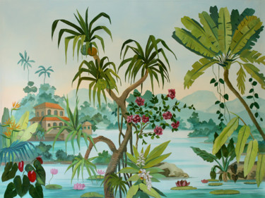 Peinture intitulée "étang-st-paul-chino…" par Les Décors Des Mers Du Sud, Œuvre d'art originale