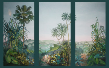 Peinture intitulée "triptyque-champ-de-…" par Les Décors Des Mers Du Sud, Œuvre d'art originale, Autre