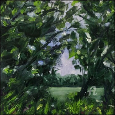 Peinture intitulée "green window" par Brice Rota, Œuvre d'art originale, Huile Monté sur Carton