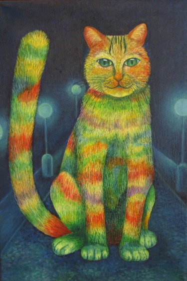 Painting titled "Cat.jpg" by Dana Brideová, Original Artwork, Oil