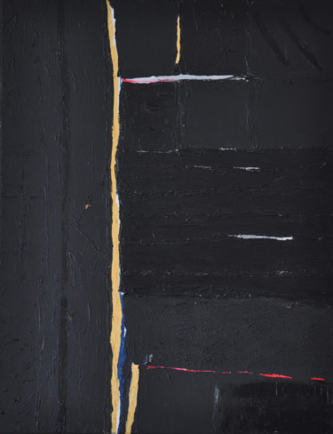 Painting titled "Equilibre en noir" by Bridg', Original Artwork, Acrylic Mounted on Wood Stretcher frame