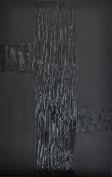 Картина под названием "All black" - Bridg', Подлинное произведение искусства, Акрил Установлен на Деревянная рама для носилок