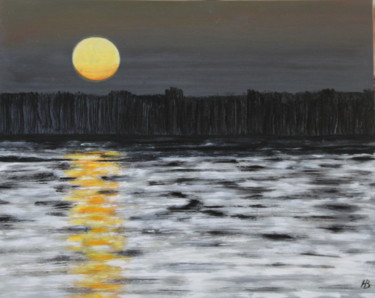 Pintura titulada "lever-de-soleil-sur…" por Hubert Bridoux, Obra de arte original, Acrílico