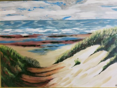 Painting titled "En haut de la dune" by Hubert Bridoux, Original Artwork, Acrylic