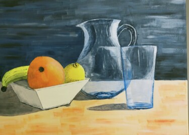 Painting titled "Coupe de fruits" by Hubert Bridoux, Original Artwork, Acrylic