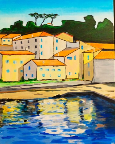 Malerei mit dem Titel "St Tropez  la Ponche" von Hubert Bridoux, Original-Kunstwerk, Acryl
