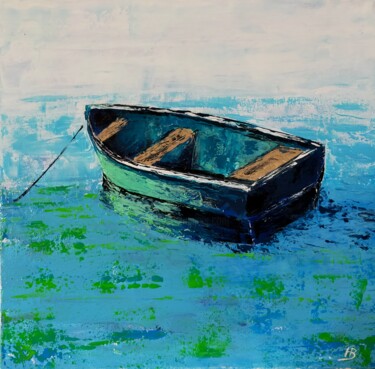 Pittura intitolato "Barque en baie" da Hubert Bridoux, Opera d'arte originale, Acrilico