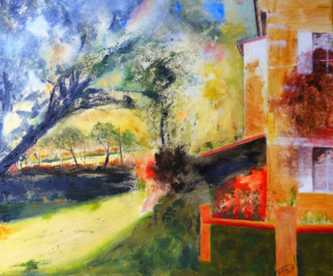 Peinture intitulée "Soleil du soir 60x5…" par Brigitte Dalle, Œuvre d'art originale, Huile