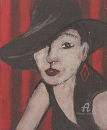 Painting titled "Rayon Chapeau, Femm…" by Brigi'Art, Original Artwork, Acrylic Mounted on Wood Stretcher frame