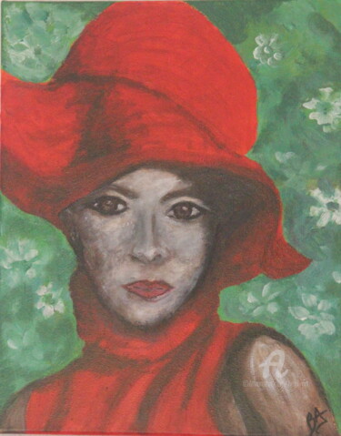 Peinture intitulée "Femme Rayon Chapeau…" par Brigi'Art, Œuvre d'art originale, Acrylique Monté sur Châssis en bois