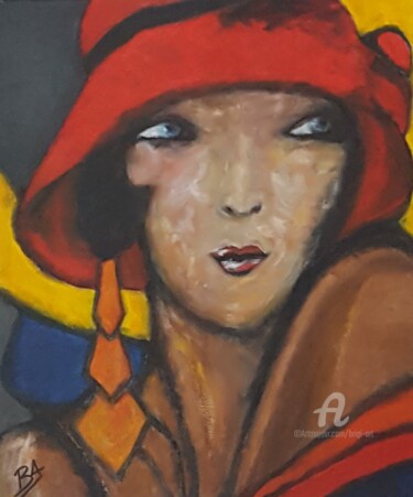 Peinture intitulée "Femme Rayon Chapeau…" par Brigi'Art, Œuvre d'art originale, Acrylique Monté sur Châssis en bois