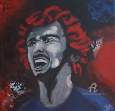 Painting titled "football Antoine GR…" by Brigi'Art, Original Artwork, Oil