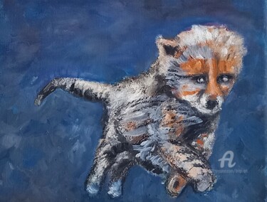 Painting titled "Animaux Bébé Guépard" by Brigi'Art, Original Artwork, Acrylic