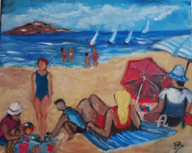 Malerei mit dem Titel "Vacances à la plage…" von Brigi'Art, Original-Kunstwerk, Acryl