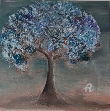 Peinture intitulée "arbre bleu" par Brigi'Art, Œuvre d'art originale, Acrylique