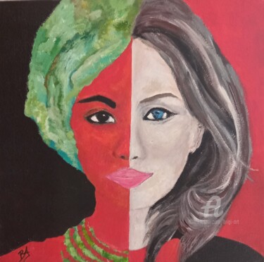 Painting titled "femme à deux visages" by Brigi'Art, Original Artwork, Acrylic
