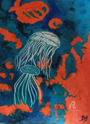Peinture intitulée "Sous la mer 1" par Brigi'Art, Œuvre d'art originale, Acrylique