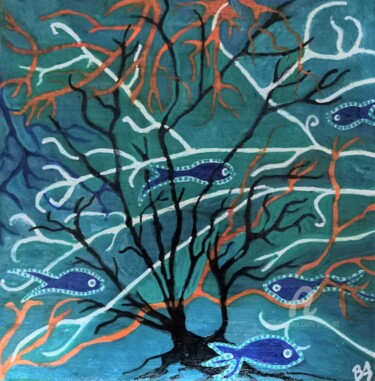 Peinture intitulée "Sous la mer 2" par Brigi'Art, Œuvre d'art originale, Acrylique Monté sur Châssis en bois
